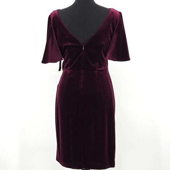 Jessica Howard Dress Size 6P Burgundy Velvet Rosette Winter Holiday Party - Picture 3 of 8